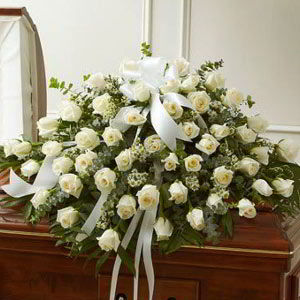 Morristown Florist | White Rose Casket