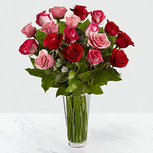 Morristown Florist | 18 Red & Pink Roses